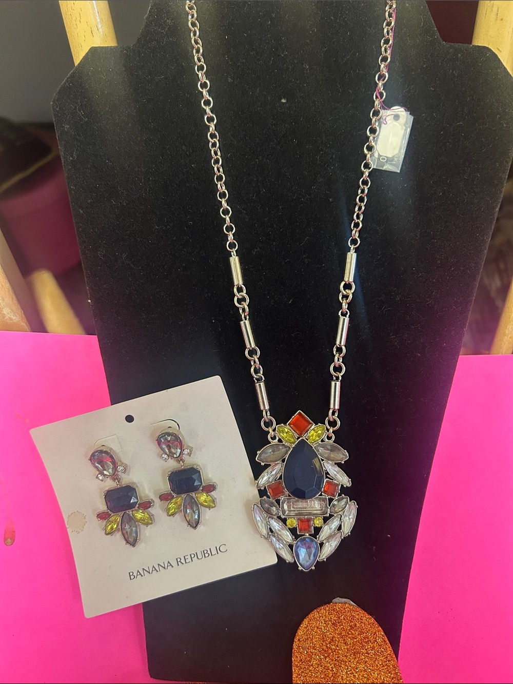 Banana Republic Women's Multicolor Statement Necklace and Earring Set